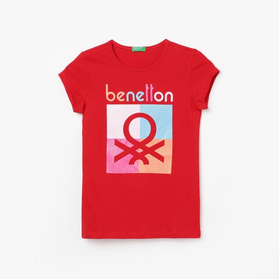 UNITED COLORS OF BENETTON Girls Printed Round Neck T-shirt