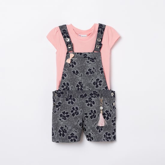 PEPPERMINT Girls Printed Dungaree with Top