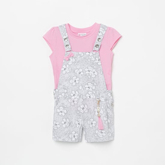 PEPPERMINT Girls Printed Dungaree with Top