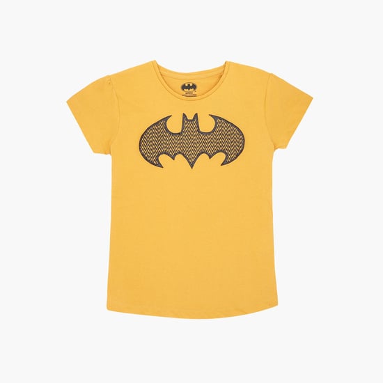 KIDSVILLE Girls Batman Print Round Neck T-shirt