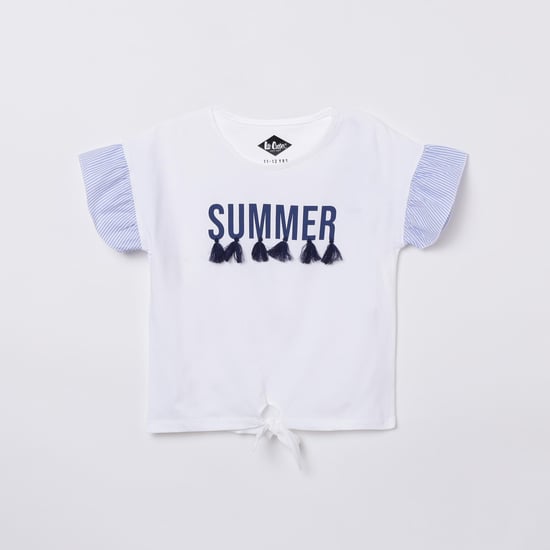 LEE COOPER JUNIORS Girls Printed Tie-Up Hem Top