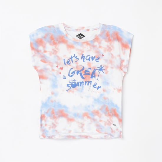 LEE COOPER JUNIORS Girls Tie-Dye Print Round Neck T-shirt