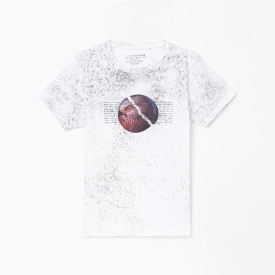 STATUS QUO Boys Printed Crew Neck T-shirt