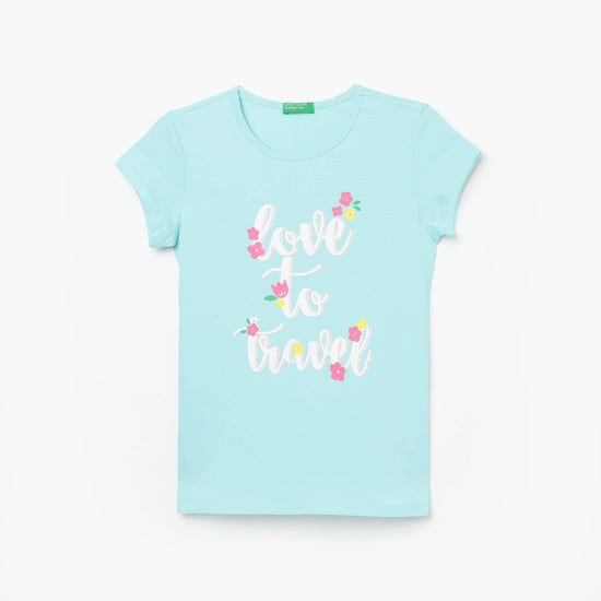UNITED COLORS OF BENETTON Girls Printed Round Neck T-shirt
