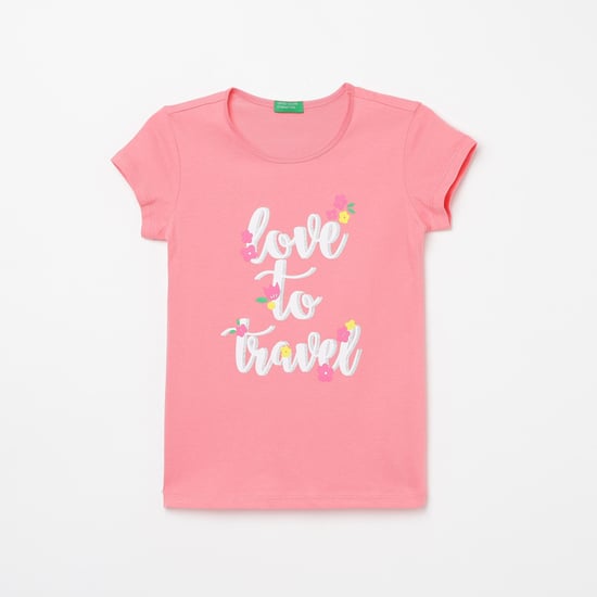 UNITED COLORS OF BENETTON Girls Printed Round Neck T-shirt
