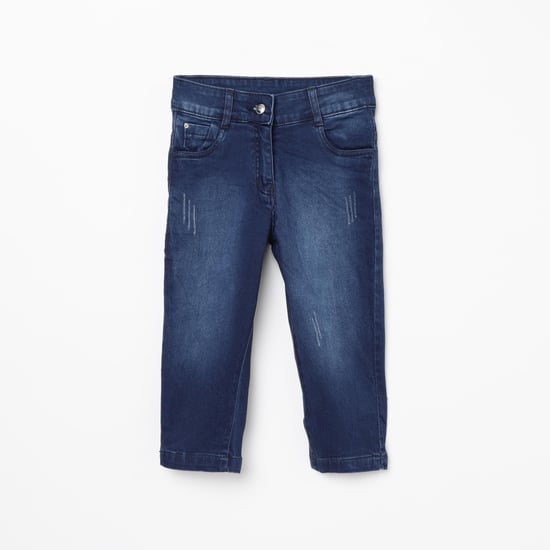 PEPPERMINT Girls Lightly Washed Distressed Denim Capris