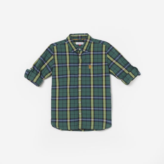 US POLO KIDS Boys Checked Regular Fit Shirt