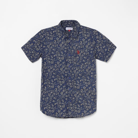 US POLO KIDS Boys Floral Print Regular Fit Shirt