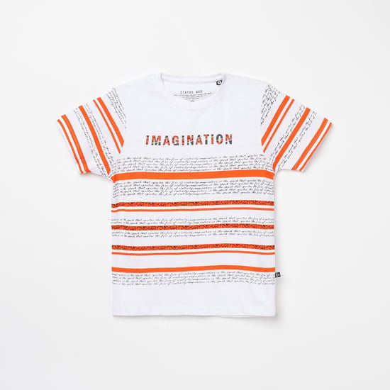 STATUS QUO Boys Printed Crew Neck T-shirt