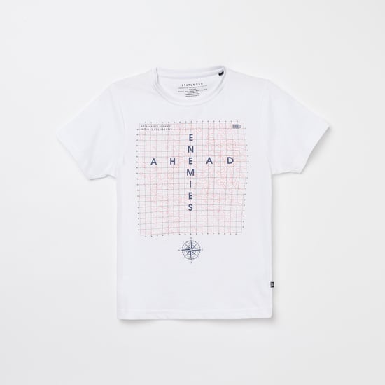 STATUS QUO Boys Printed Crew Neck T-shirt