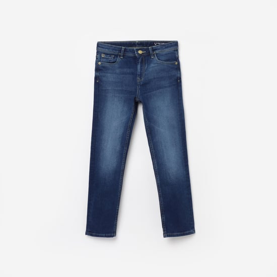 ALLEN SOLLY Boys Stonewashed Slim Fit Jeans