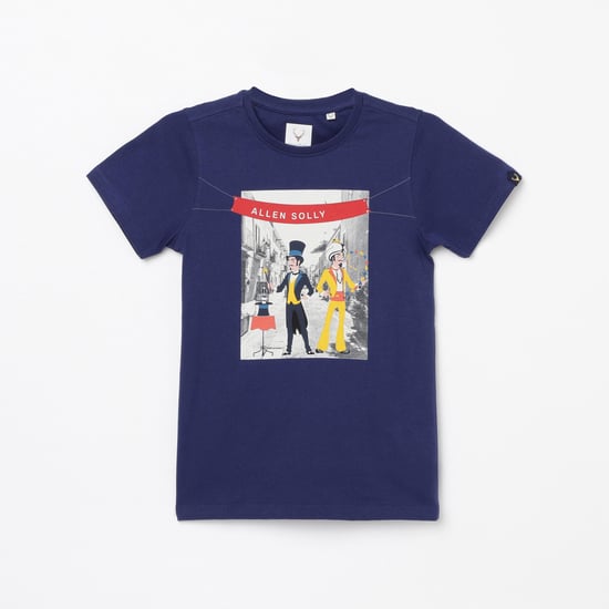 ALLEN SOLLY Boys Printed Crew Neck T-shirt
