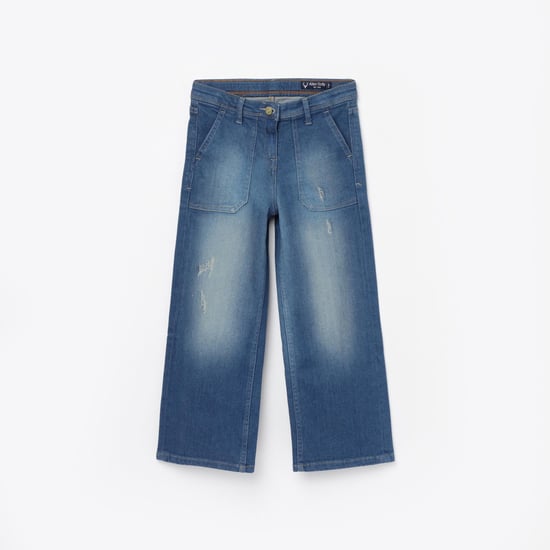 ALLEN SOLLY Girls Medium-Washed Regular Fit Jeans