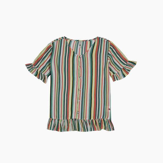 LEE COOPER JUNIORS Girls Striped V-Neck Top