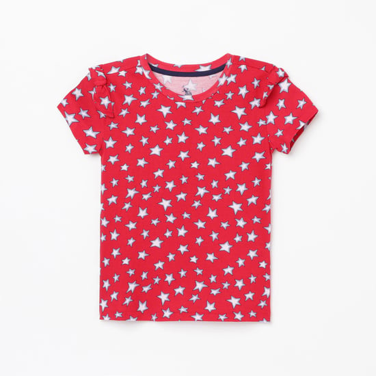 US POLO KIDS Girls Prined Round Neck Top