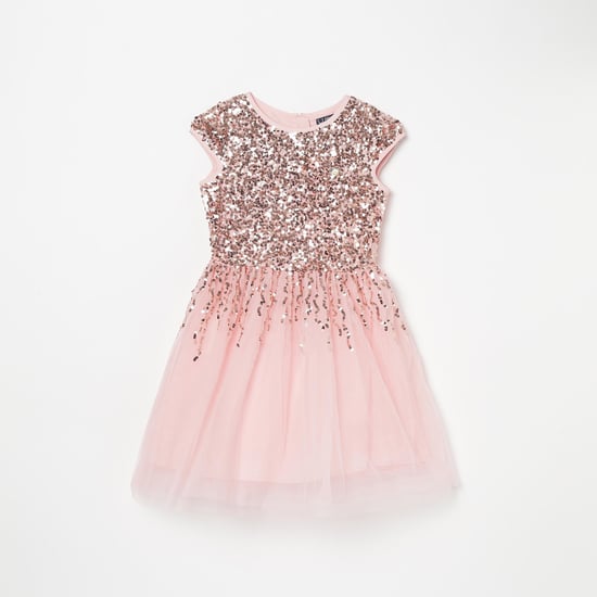 ALLEN SOLLY Girls Sequin Embellished A-Line Dress