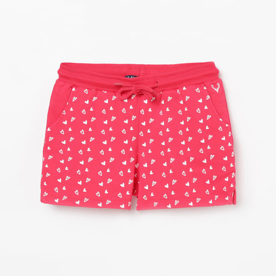 ALLEN SOLLY Girls Heart Printed Elasticated Shorts