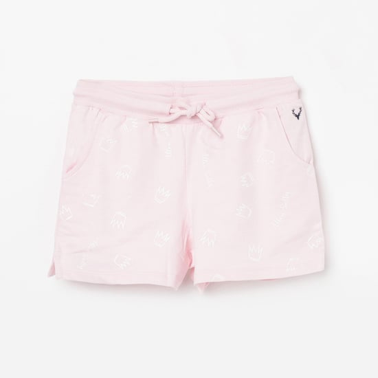 ALLEN SOLLY Girls Printed Drawstring Waist Shorts
