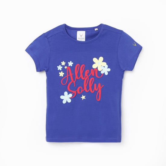 ALLEN SOLLY Girls Printed Round Neck T-shirt