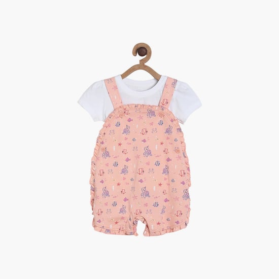 FS MINI KLUB Girls Printed Dungaree with Top