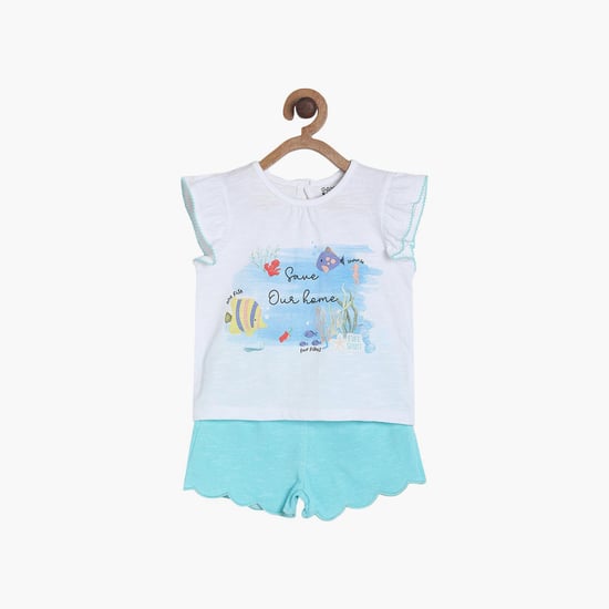 FS MINI KLUB Girls Prined Top and Bottom Set