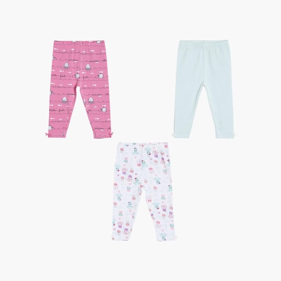 FS MINI KLUB Girls Printed Elasticated Leggings- Set of 3