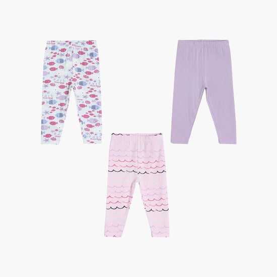 FS MINI KLUB Girls Printed Elasticated Leggings - Pack of 3