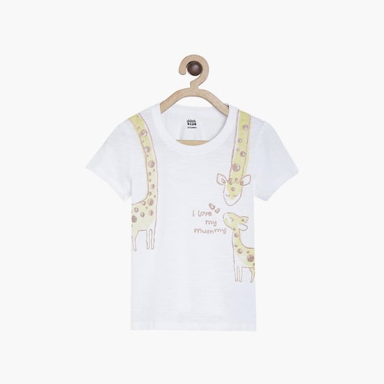 FS MINI KLUB Girls Printed Round Neck T-shirt
