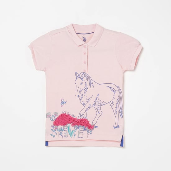 U.S. POLO ASSN. KIDS Girls Printed Polo T-shirt