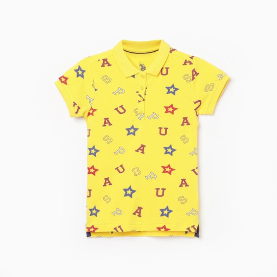 U.S. POLO ASSN. KIDS Girls Printed Polo T-shirt