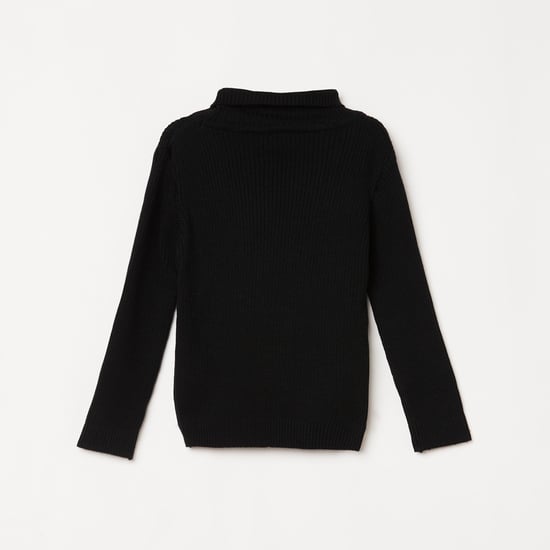 JUNIORS Girls Textured High Neck Sweater Black