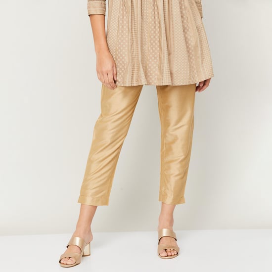 MELANGE Women Solid Cropped Ethnic Straight Pants