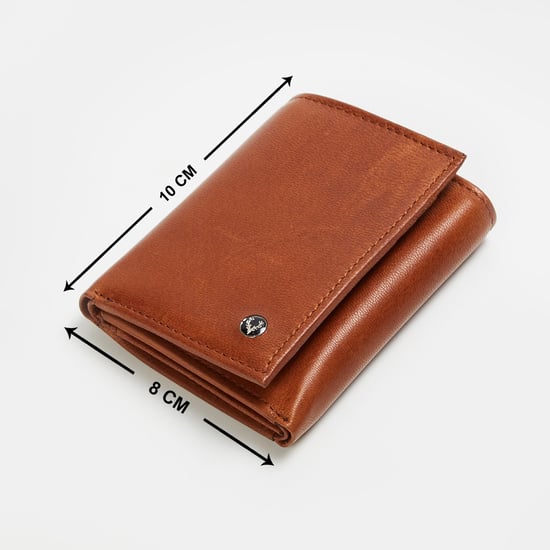 ALLEN SOLLY Men Solid Tri-Fold Wallet Brown