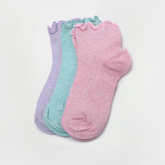 FAME FOREVER Girls Solid Ankle Length Socks - Set Of 3 - 9-11 Years