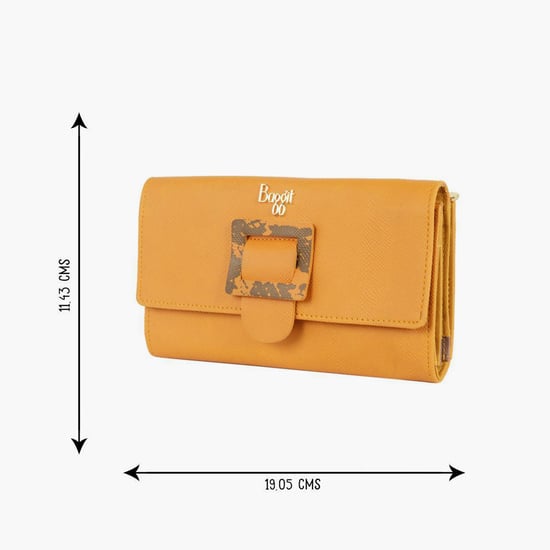 BAGGIT Women Textured Three-Fold Wallet Yellow