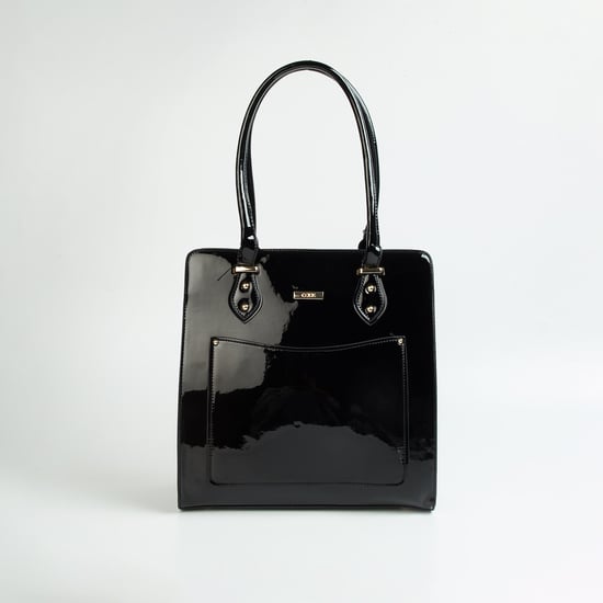 CODE Women Solid Glossy Shoulder Bag Black