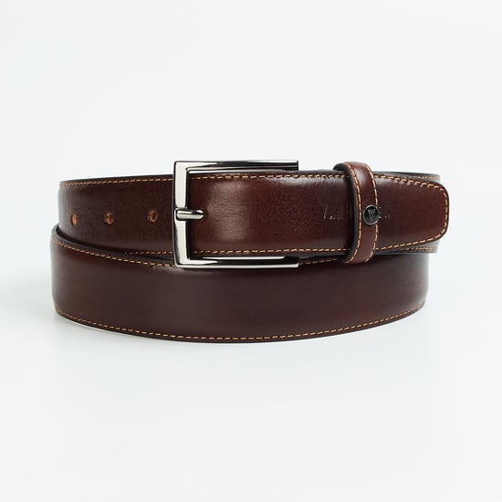 VAN HEUSEN Men Solid Formal Leather Belt Brown