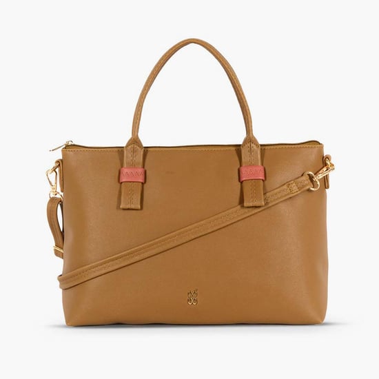 BAGGIT Women Solid Zip Closure Handbag Brown