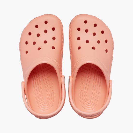 CROCS Girls Perforated Clogs with Pivoting Strap Orange