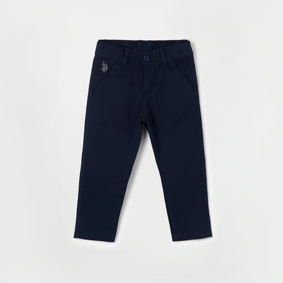 U.S. POLO ASSN. KIDS Boys Solid Slim Fit Casual Trousers