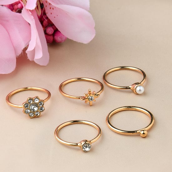 TONIQ Embellished Finger Rings - Set of 5