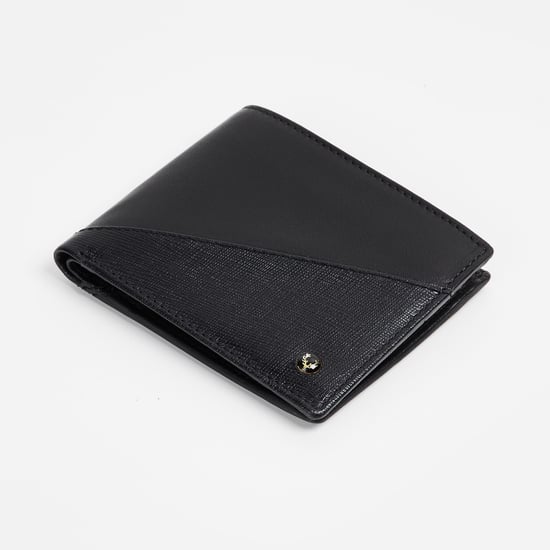 ALLEN SOLLY Men Solid Leather Bi-Fold Wallet Black