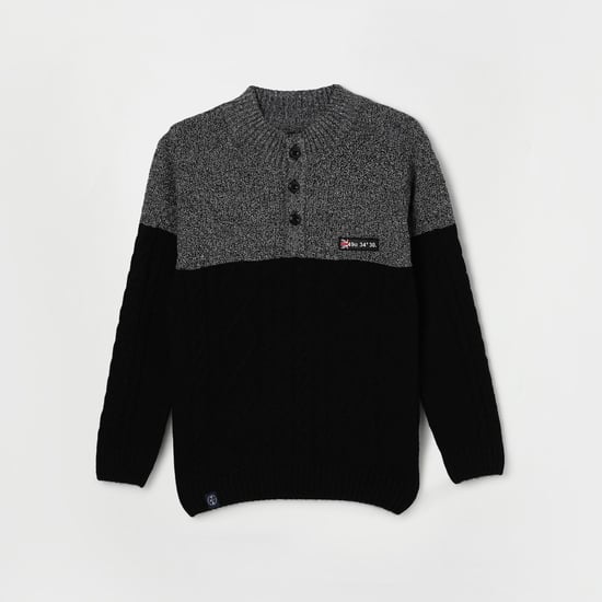 MONTE CARLO Boys Colourblocked Henley Neck Sweater