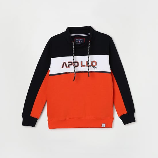MONTE CARLO Boys Colourblocked Printed Cowl Neck Sweatshirt