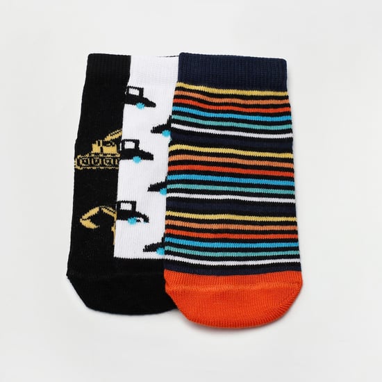 FAME FOREVER Boys Printed Ankle-Length Socks - Set of 3