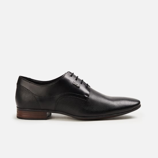 LEE COOPER Men Textured Lace-Up Leather Formal Shoes Black