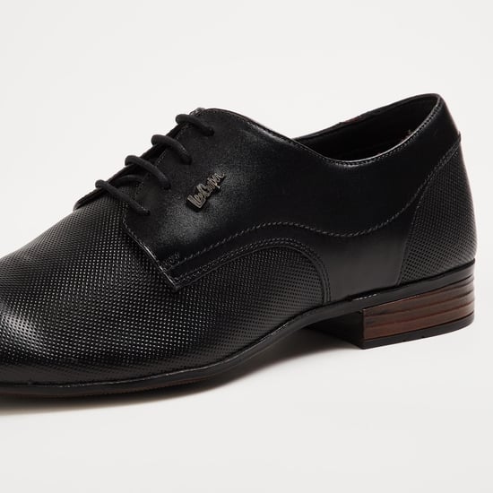 LEE COOPER Men Textured Lace Up Leather Formal Shoes Black