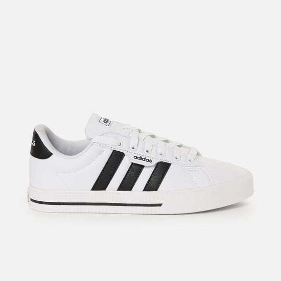 ADIDAS Men 3 Striped Lace Up Canvas Shoes White