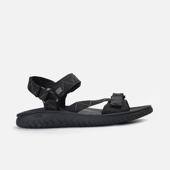 CLARKS Men Zig Zag Patterned Velcro Closure Sandals Black