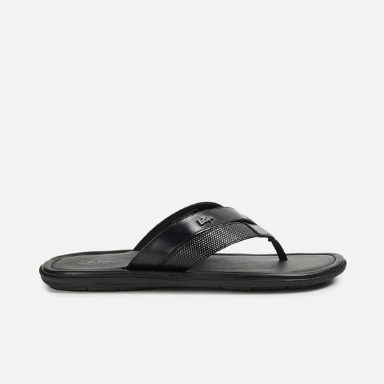 LEE COOPER Men Solid Open-Toe Leather Slippers